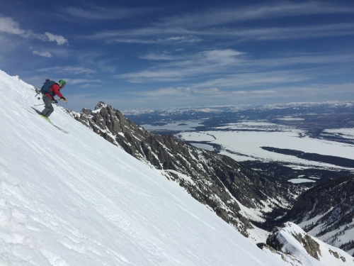 John Lehrman descending the East face.  Fun skiing!